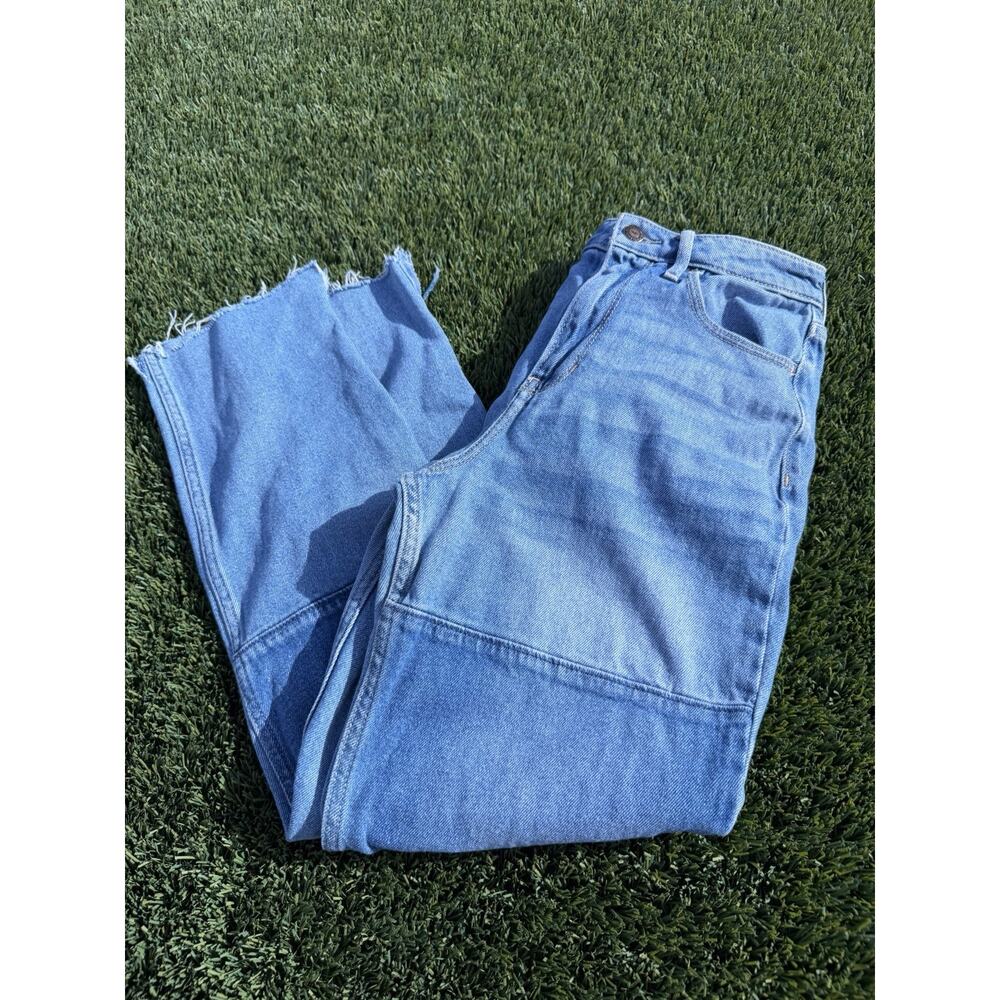 Hollister Ultra High-Rise Mom‎ Jeans Black Stretch Distressed Denim Women 25x27